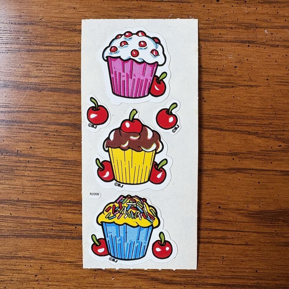 Vtg 80s BJ Sticker Lot Prism Foil Gumball Rainbow Cupcakes Bear Hearts Bugs - Picture 7 of 9